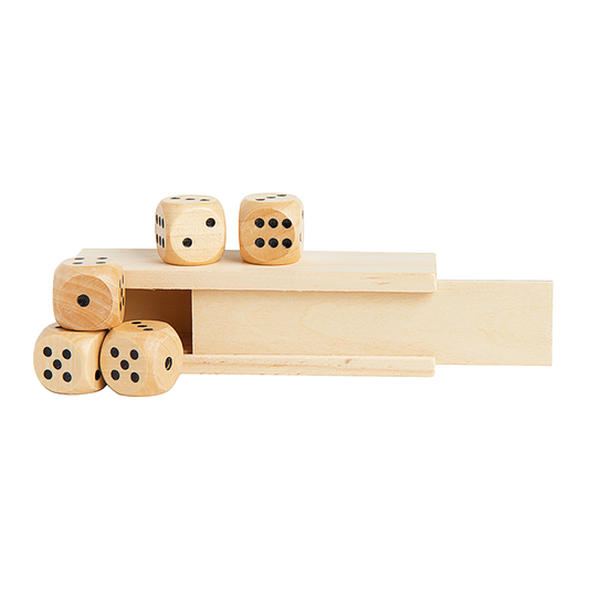 5PC WOODEN DICE IN BOX