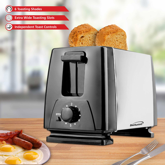 2-SLICE STAINLESS STEEL BLACK TOASTER