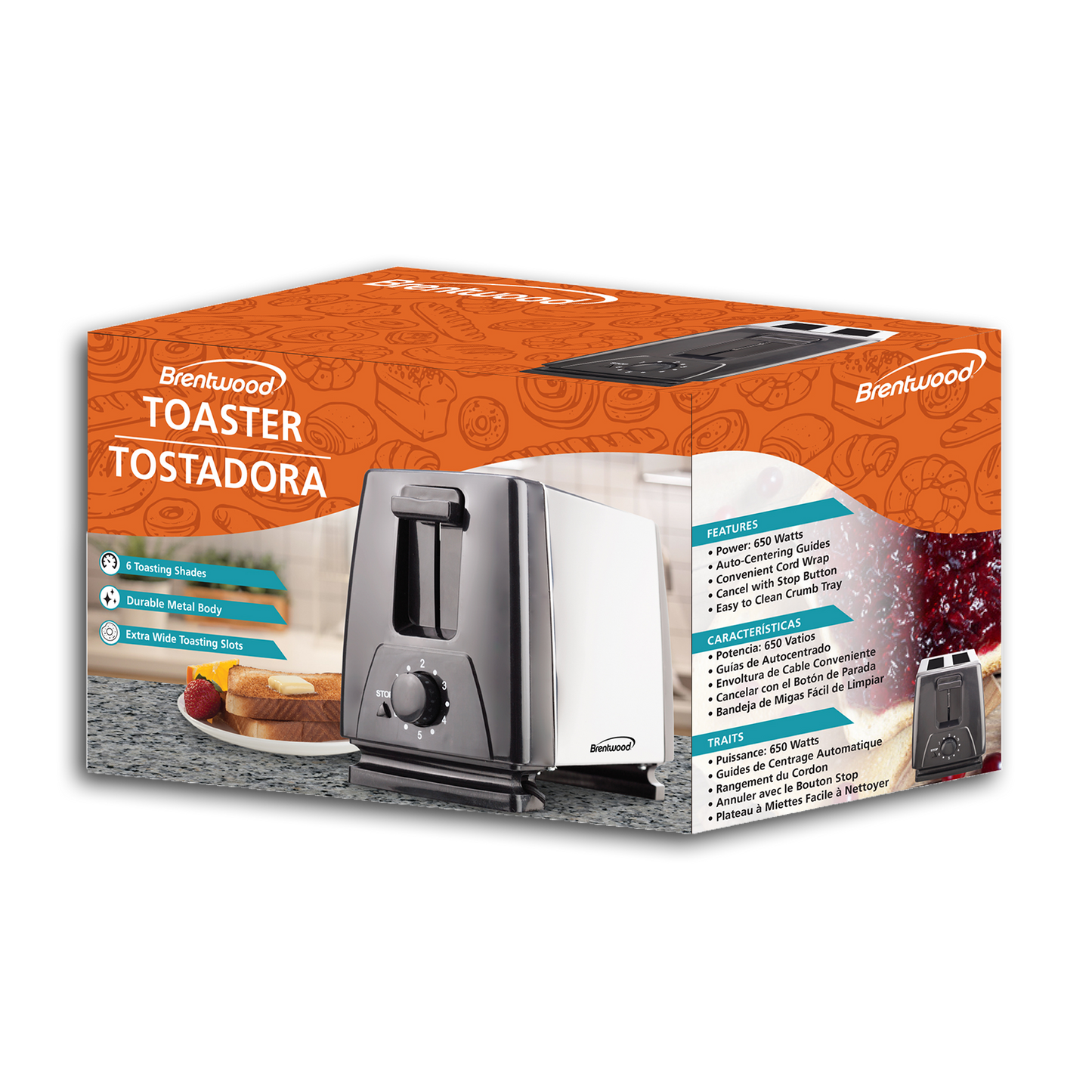2-SLICE STAINLESS STEEL BLACK TOASTER
